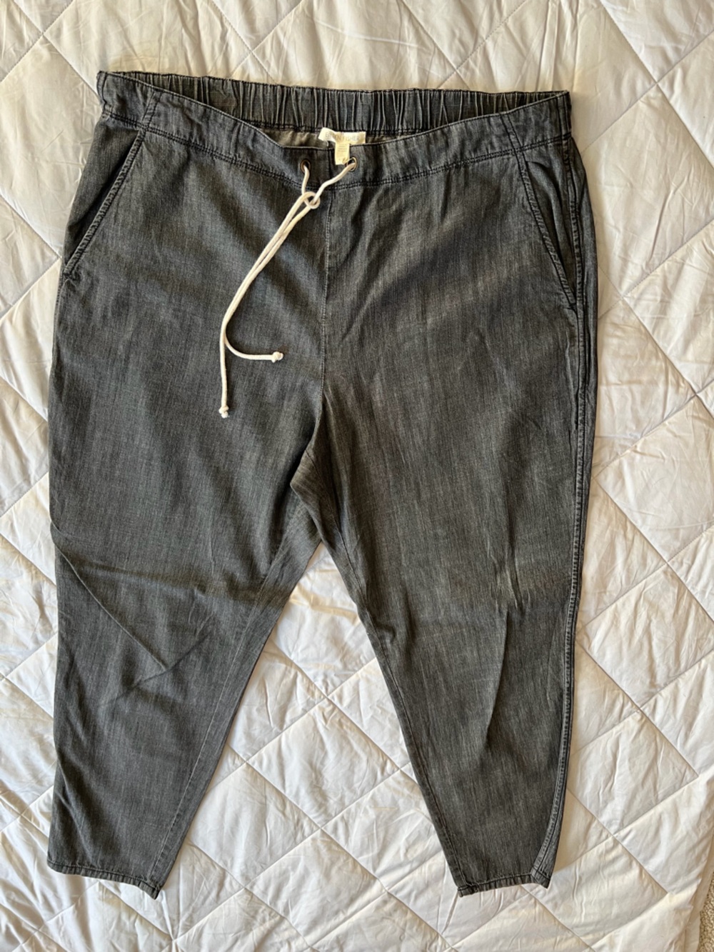 Eileen Fisher Heathered Charcoal Drawstring Waist Joggers